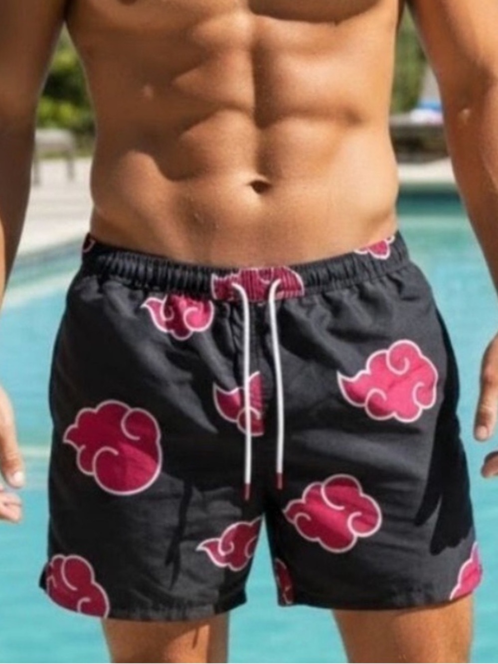Celio x Naruto Shippuden Akatsuki Cloud Print Swim Shorts - Size XXL